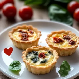 Mini tarty z ricottą, szpinakiem i suszonymi pomidorami to pyszna przekąska.