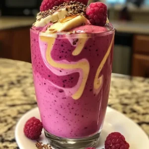 smoothie z malinami i siemieniem lnianym