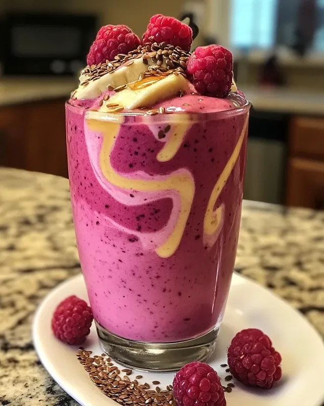  smoothie z malinami i siemieniem lnianym 