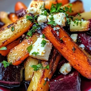 Roasted root vegetable salad with feta