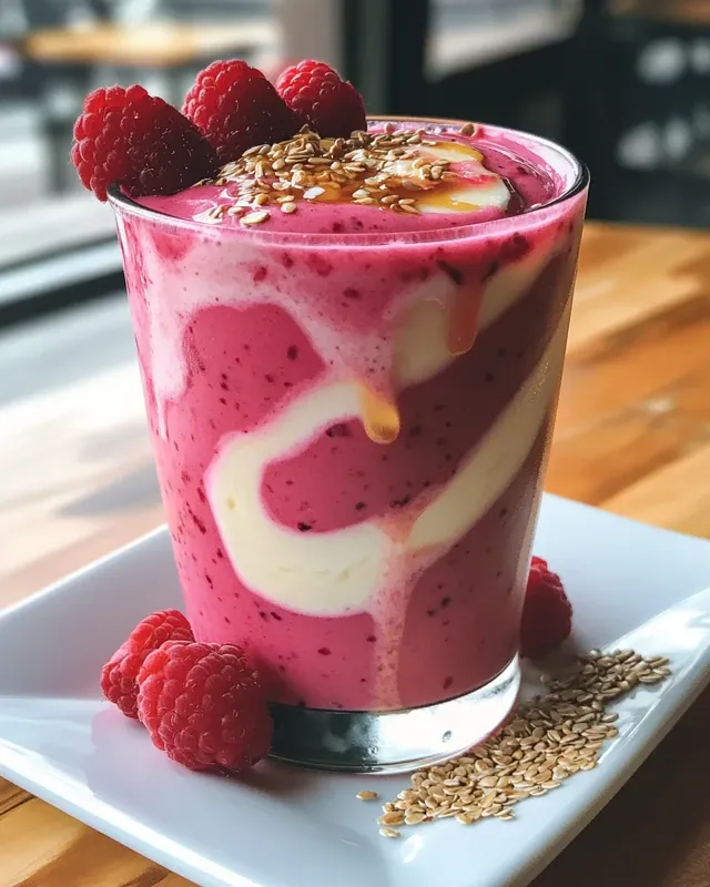  smoothie z malinami i siemieniem lnianym 