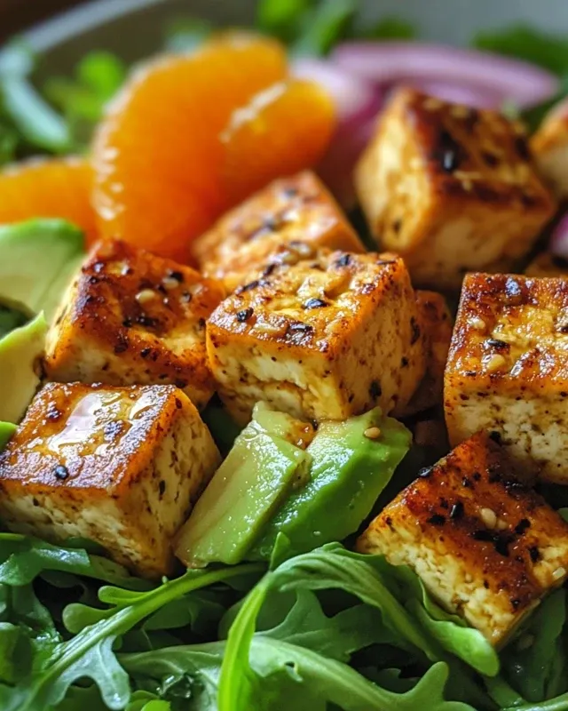 sałatka z tofu awokado i pomarańczą
