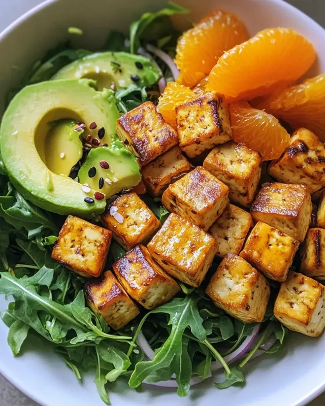 sałatka z tofu awokado i pomarańczą