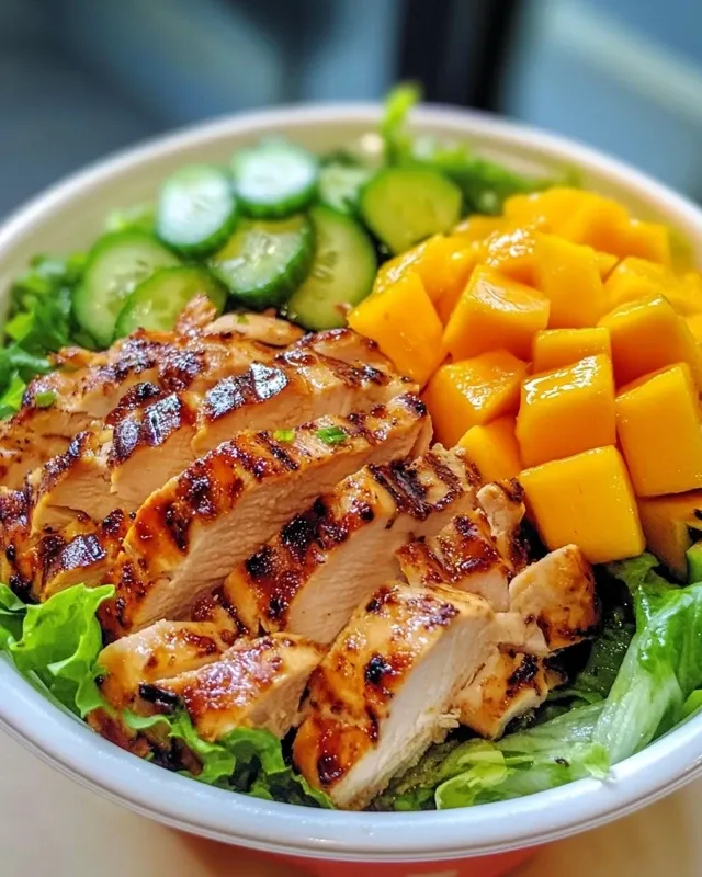 sałatka z grillowanym kurczakiem i mango 
