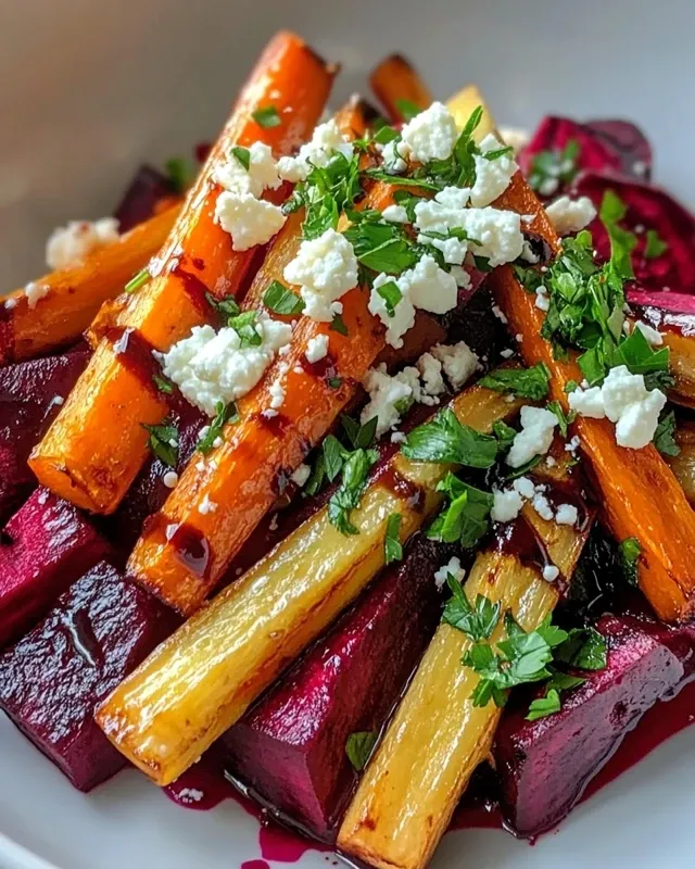 Roasted root vegetable salad with feta