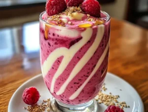 smoothie z malinami i siemieniem lnianym