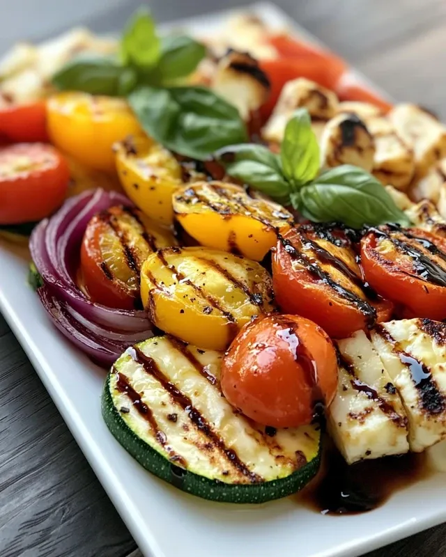 sałatka z piekarnika z warzywami śródziemnomorskimi i halloumi