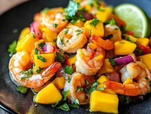 krewetki w sosie mango z kolendrą i limonką