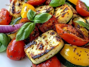 sałatka z piekarnika z warzywami śródziemnomorskimi i halloumi
