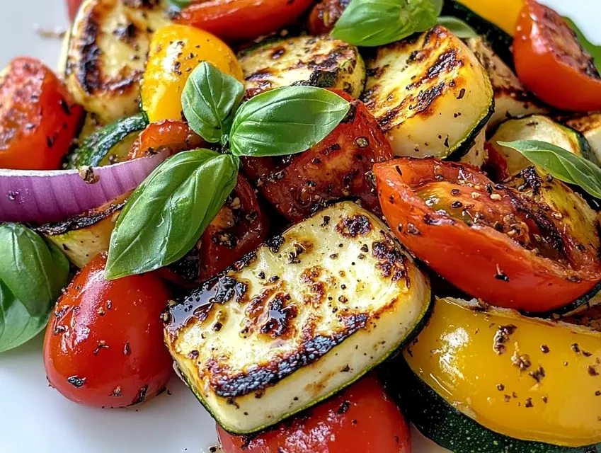 sałatka z piekarnika z warzywami śródziemnomorskimi i halloumi
