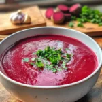 barszcz z pieczonych buraków z czosnkiem i tymiankiem