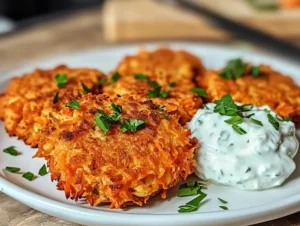 kotlety z ciecierzycy i marchewki z sosem jogurtowym
