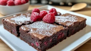 Czekoladowe brownie z malinami