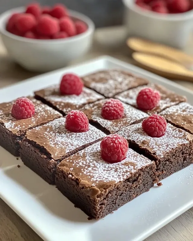 Czekoladowe brownie z malinami