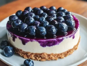 Cheesecake with blueberries and mascarpone