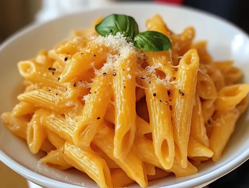 makaron z sosem z pieczonej papryki i mascarpone