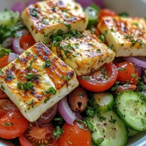 Grecka sałatka z grillowanym halloumi