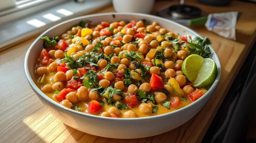 curry z mleka kokosowego z cieciorką i papryką