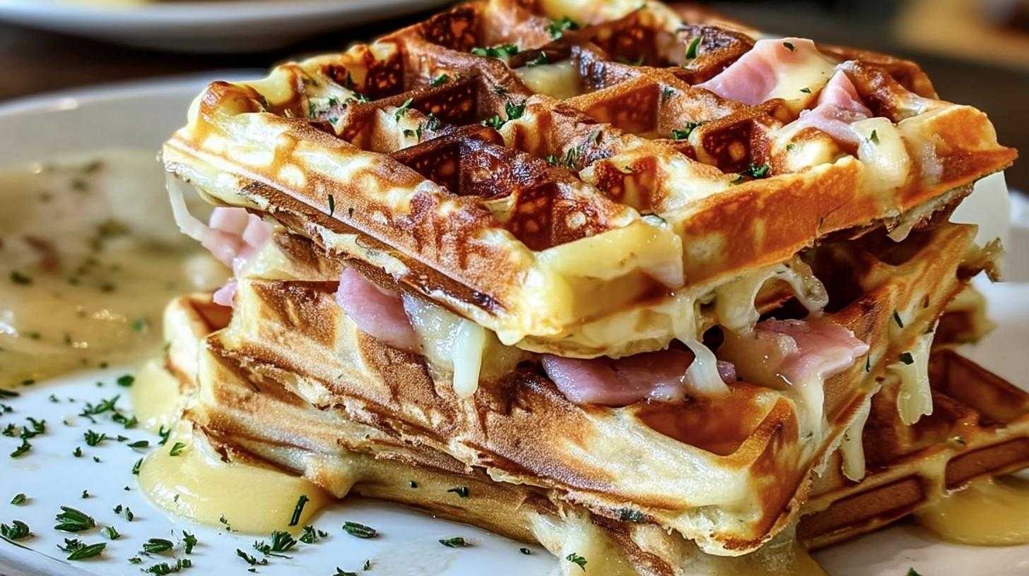 gofry kruchy z szynką i serem