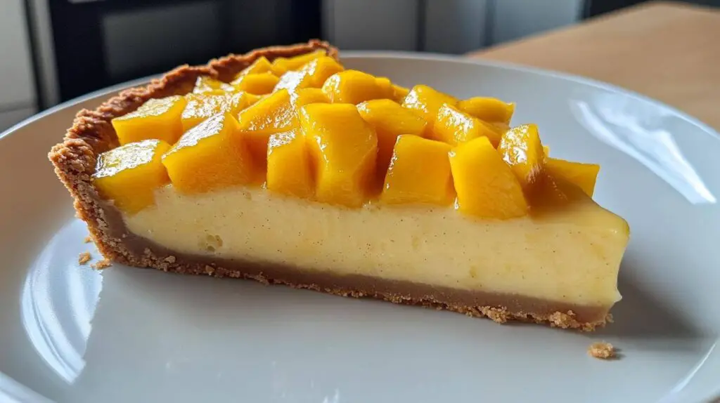 tarta kokosowa z mango na spodzie z biszkoptów