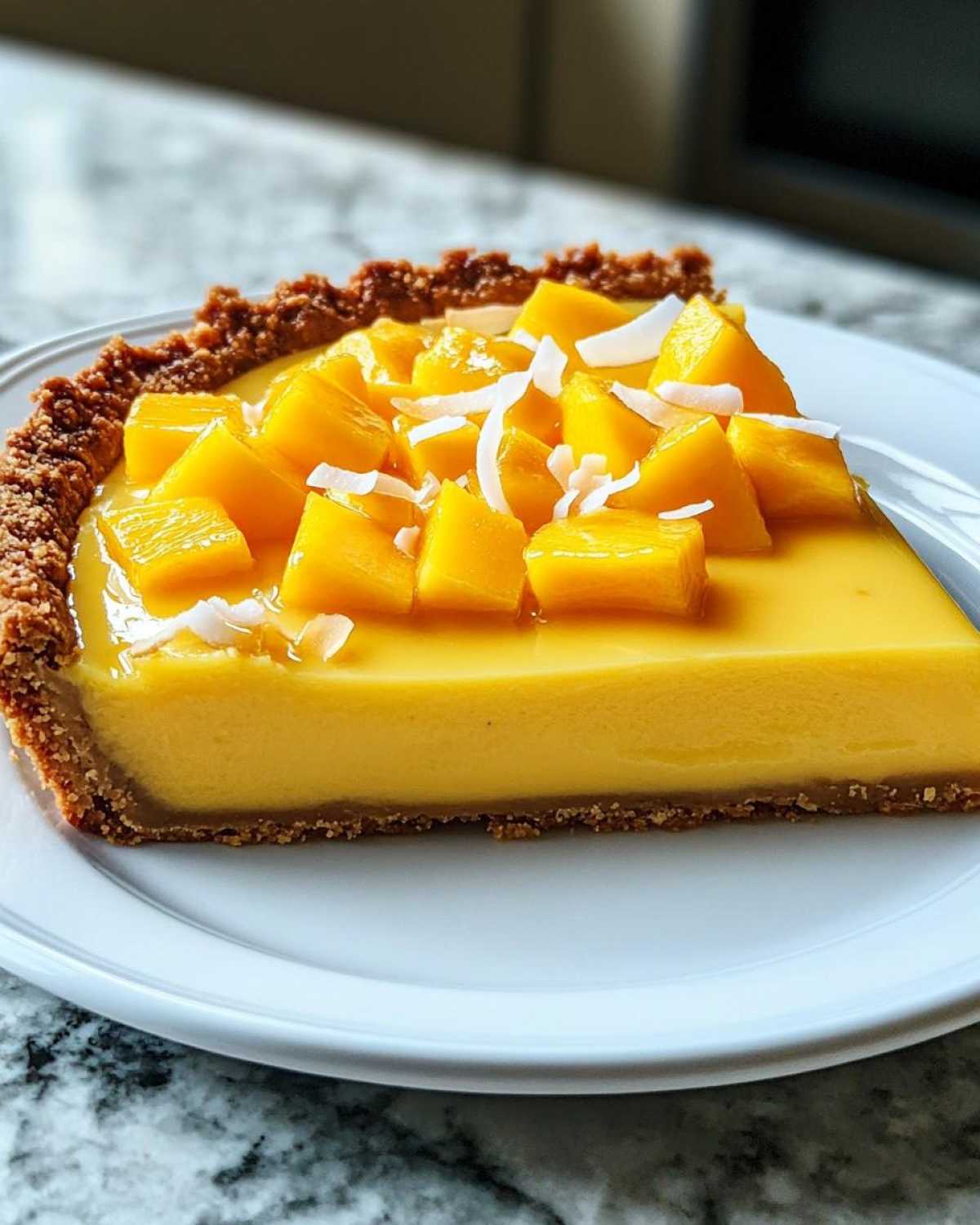 tarta kokosowa z mango na spodzie z biszkoptów - detail 2
