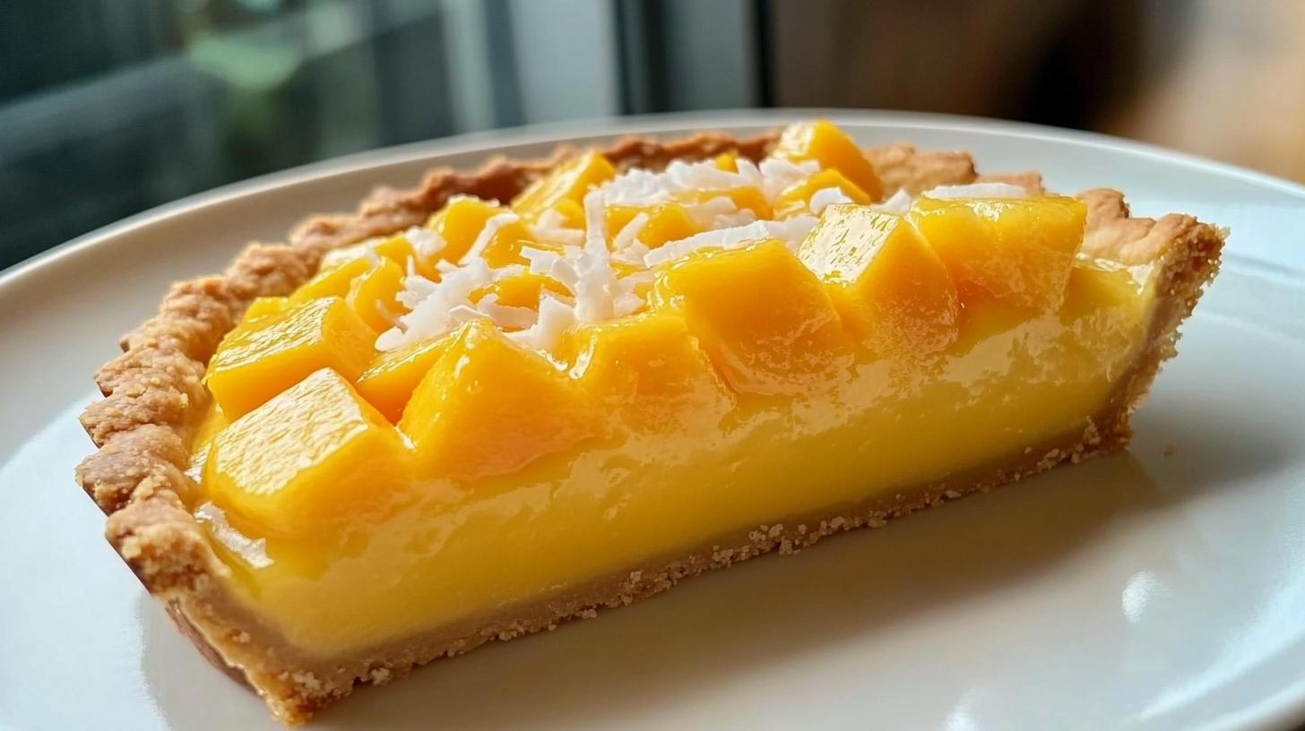 tarta kokosowa z mango na spodzie z biszkoptów - detail 3